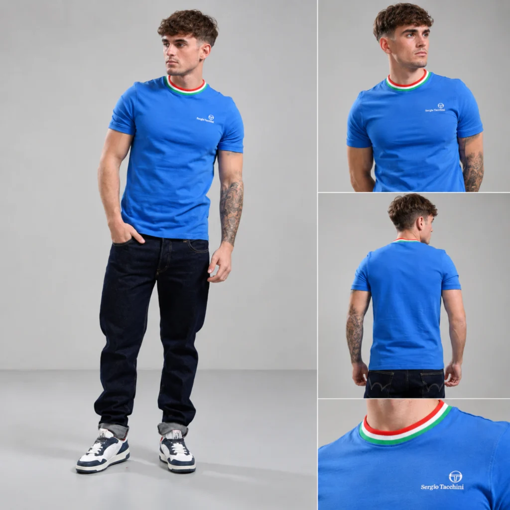 Sergio Tacchini Rainer FC T-Shirt - Stronge Blue / Fern Green / Adrenaline Rush