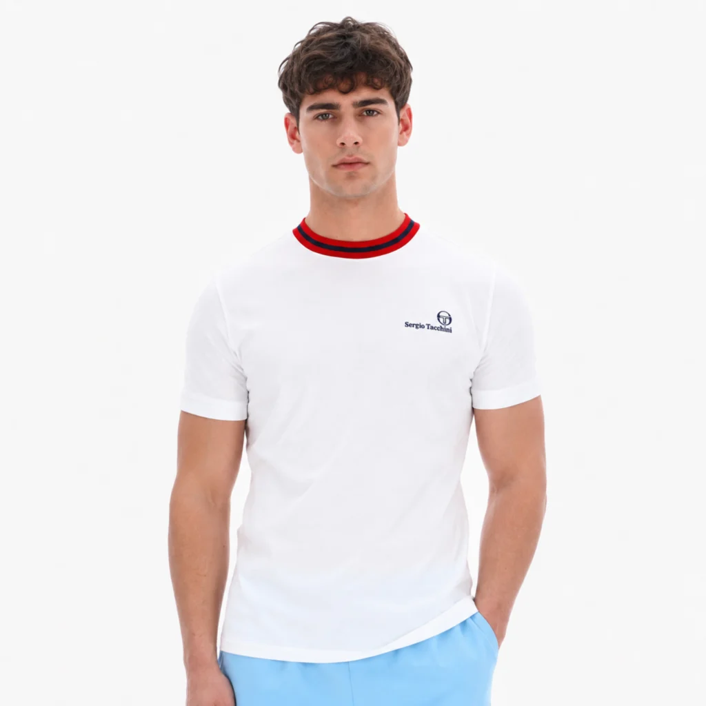 Sergio Tacchini Rainer FC T-Shirt - White / Maritime Blue / Adrenaline Rush