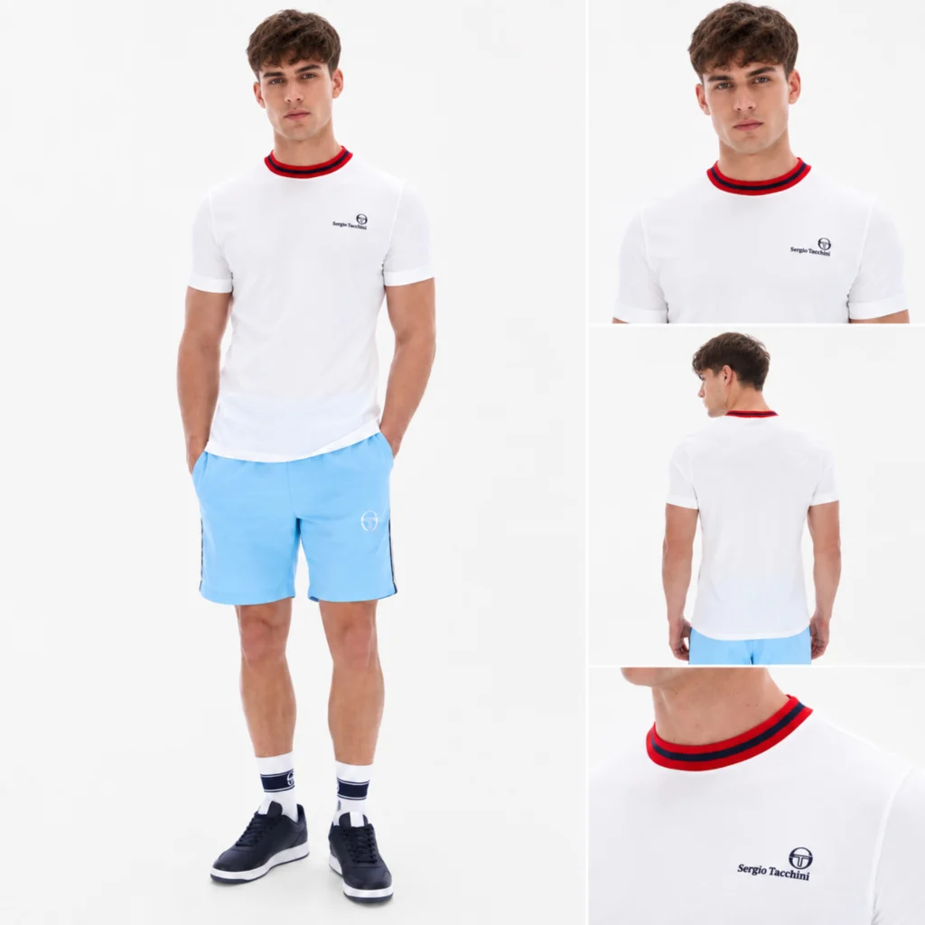 Sergio Tacchini Rainer FC T-Shirt - White / Maritime Blue / Adrenaline Rush