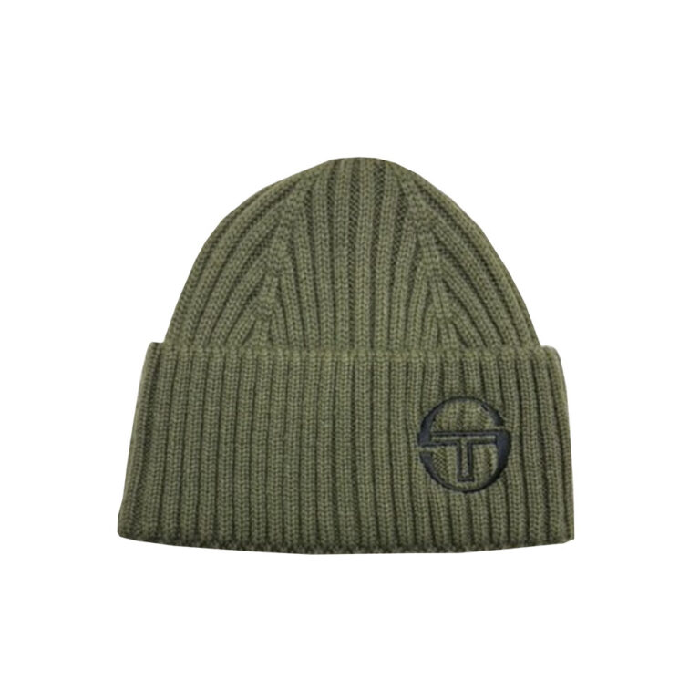 Sergio Tacchini Seppi Ribbed Turn Up Beanie - Avocado / Black