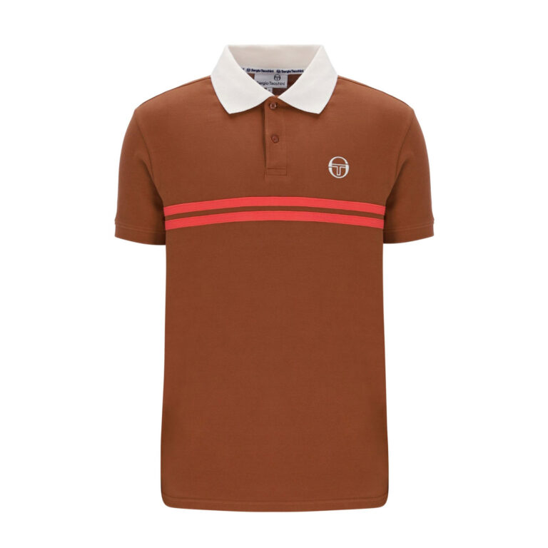 Sergio Tacchini Supermac Regular Fit Short Sleeve Polo  - Mocha Bisque/Gardenia/Dubarry