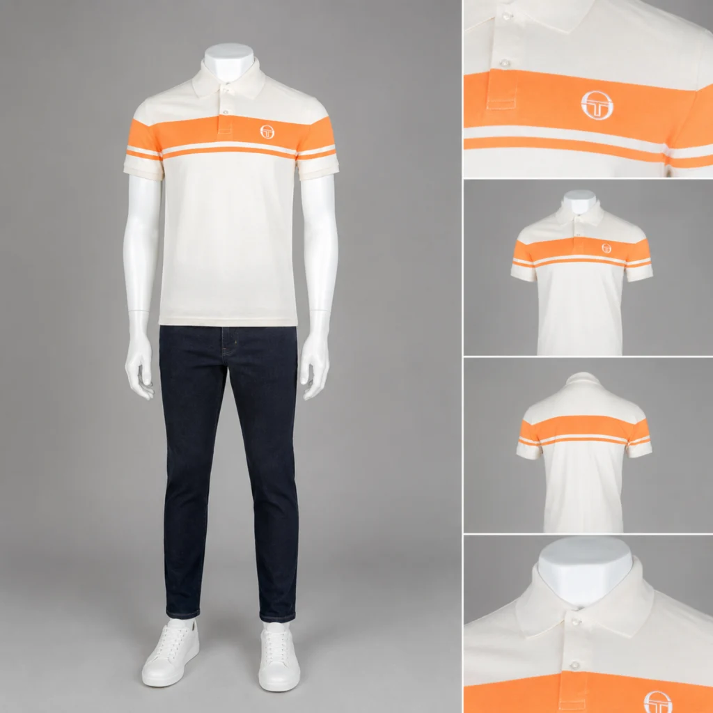 Sergio Tacchini Young Line Polo Shirt - Sandshell / Orange Pepper
