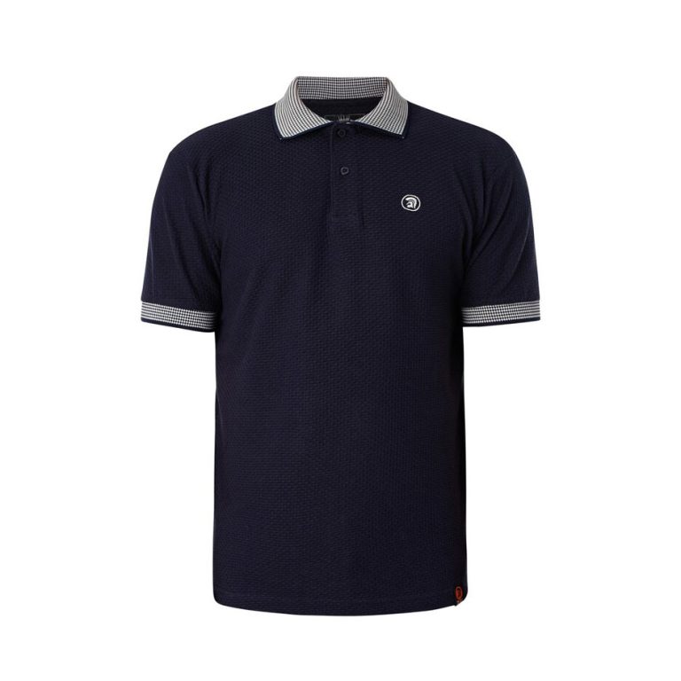 Trojan Basket Weave Regular Fit Short Sleeve Polo Shirt - Navy
