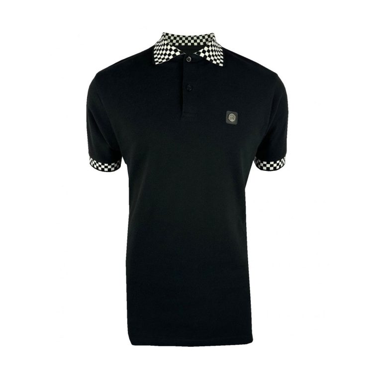 Trojan Chequerboard Trim Pique Polo TR-8929 - Black