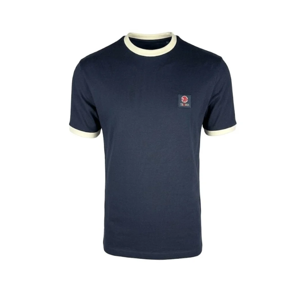 Trojan Flag Badge Ringer TR/9086 T-Shirt - Navy