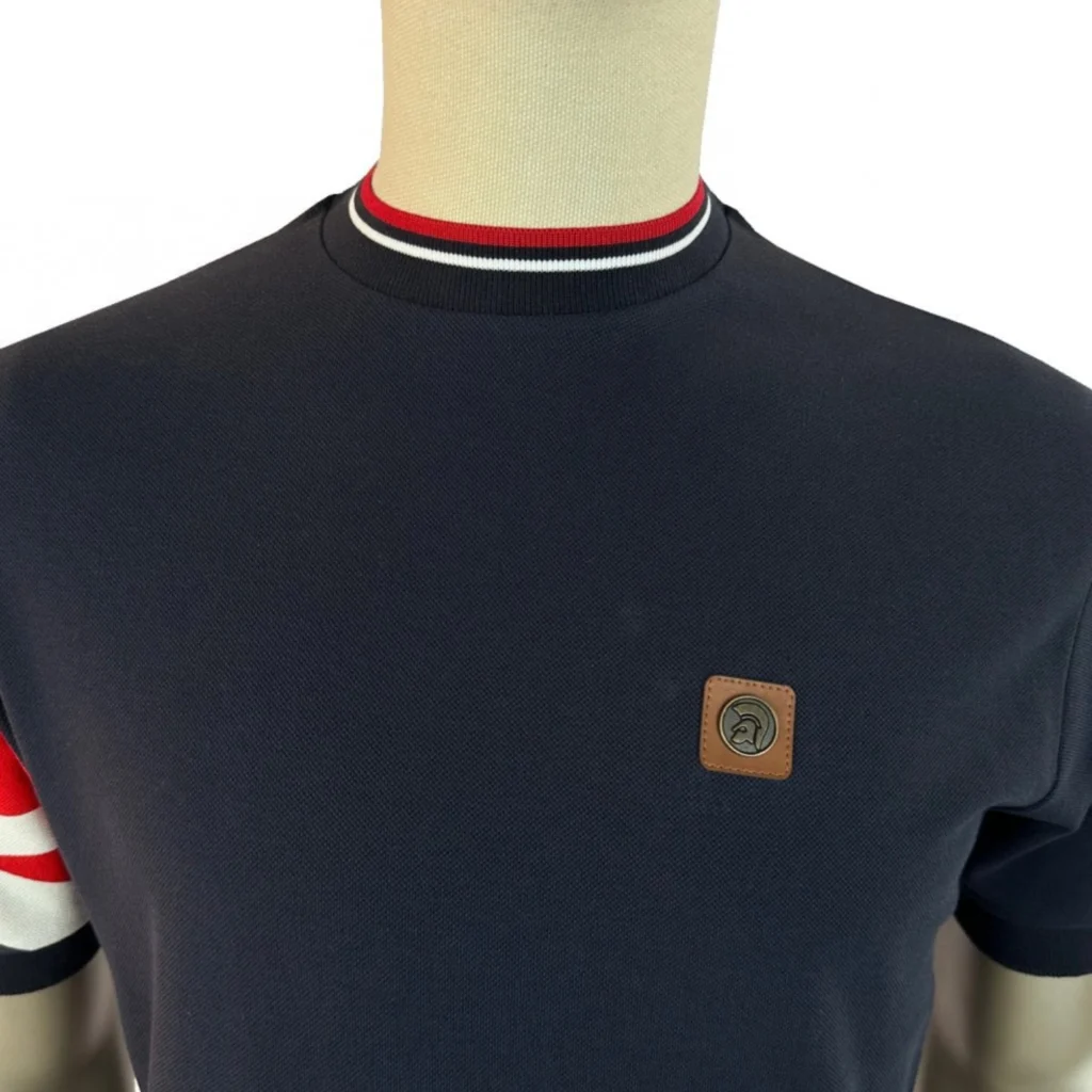 Trojan Flag Print Pique TR/9088 T-Shirt - Navy
