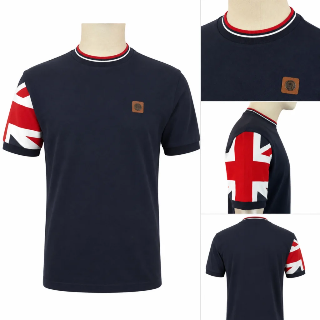 Trojan Flag Print Pique TR/9088 T-Shirt - Navy