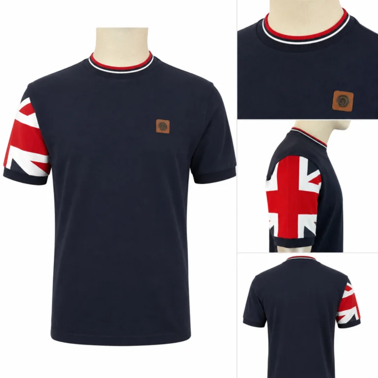 Trojan Flag Print Pique TR/9088 T-Shirt - Navy