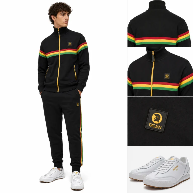 Trojan Retro Stripe TR/9002 Track Top - Black