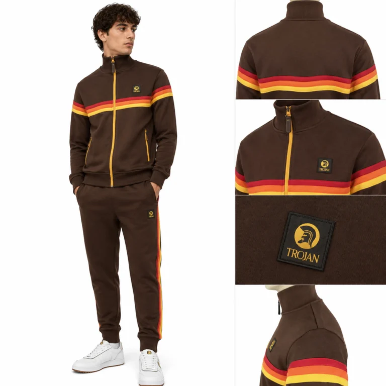Trojan Retro Stripe TR/9002 Track Top - Chocolate