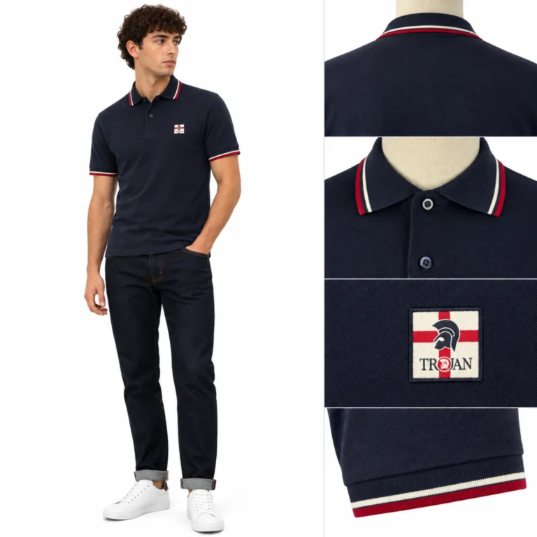 Trojan St George Badge Pique TR/9078 Polo - Navy