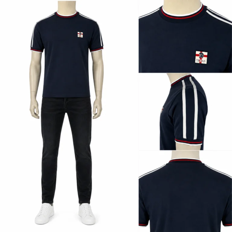 Trojan St George Badge Pique TR/9087 T-Shirt - Navy