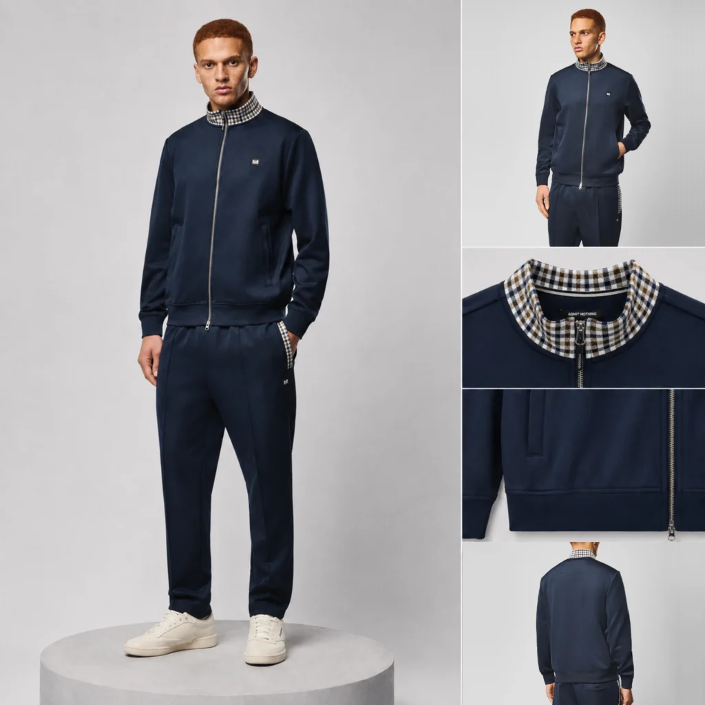 Weekend Offender Alameda Jacquard Rib Track Top - Navy
