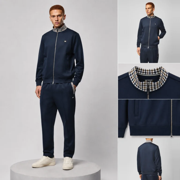 Weekend Offender Alameda Jacquard Rib Track Top - Navy