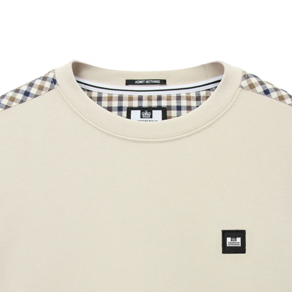 Weekend Offender Beida Mid House Check Panel Sweatshirt - Cement