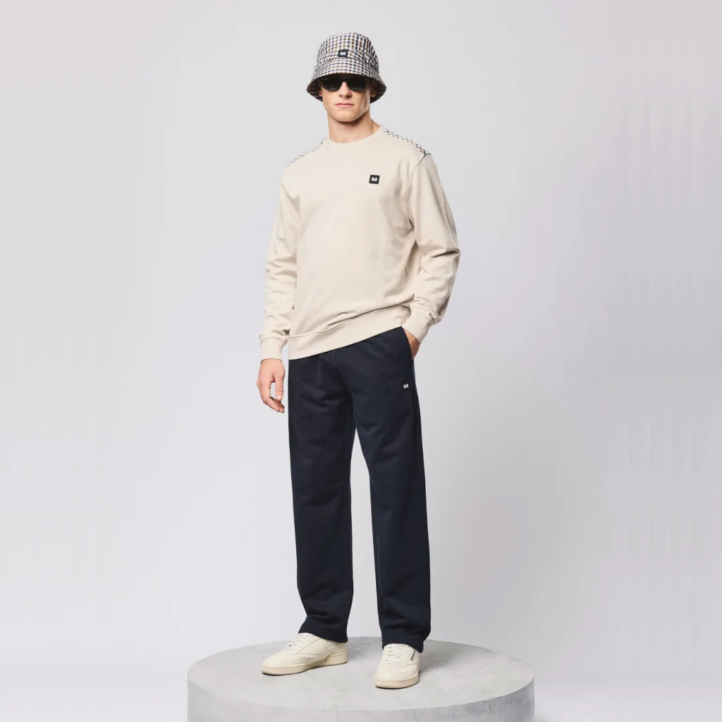 Weekend Offender Beida Mid House Check Panel Sweatshirt - Cement