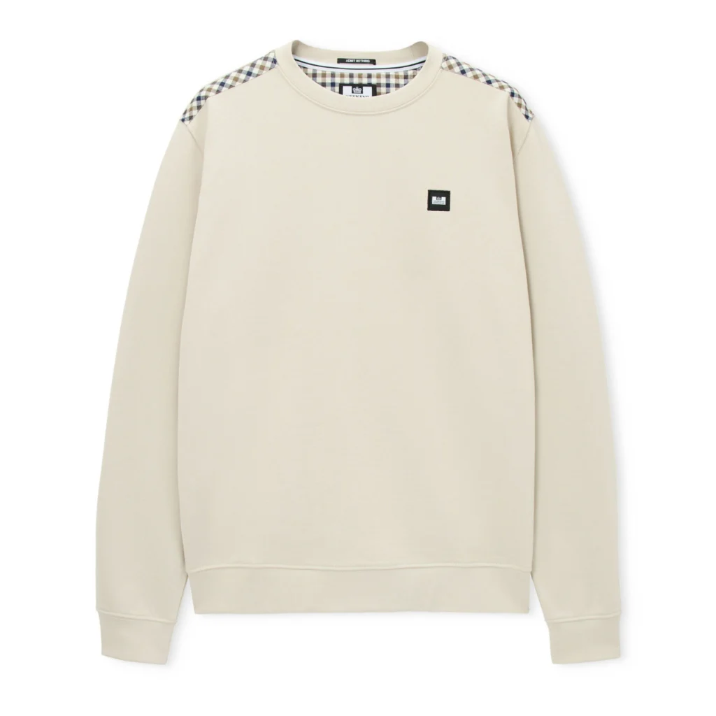 Weekend Offender Beida Mid House Check Panel Sweatshirt - Cement