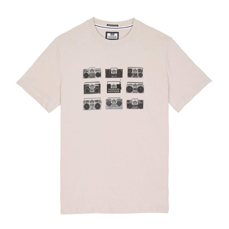 Weekend Offender Boom Box Regular Fit Short Sleeve T-Shirt - Pumice