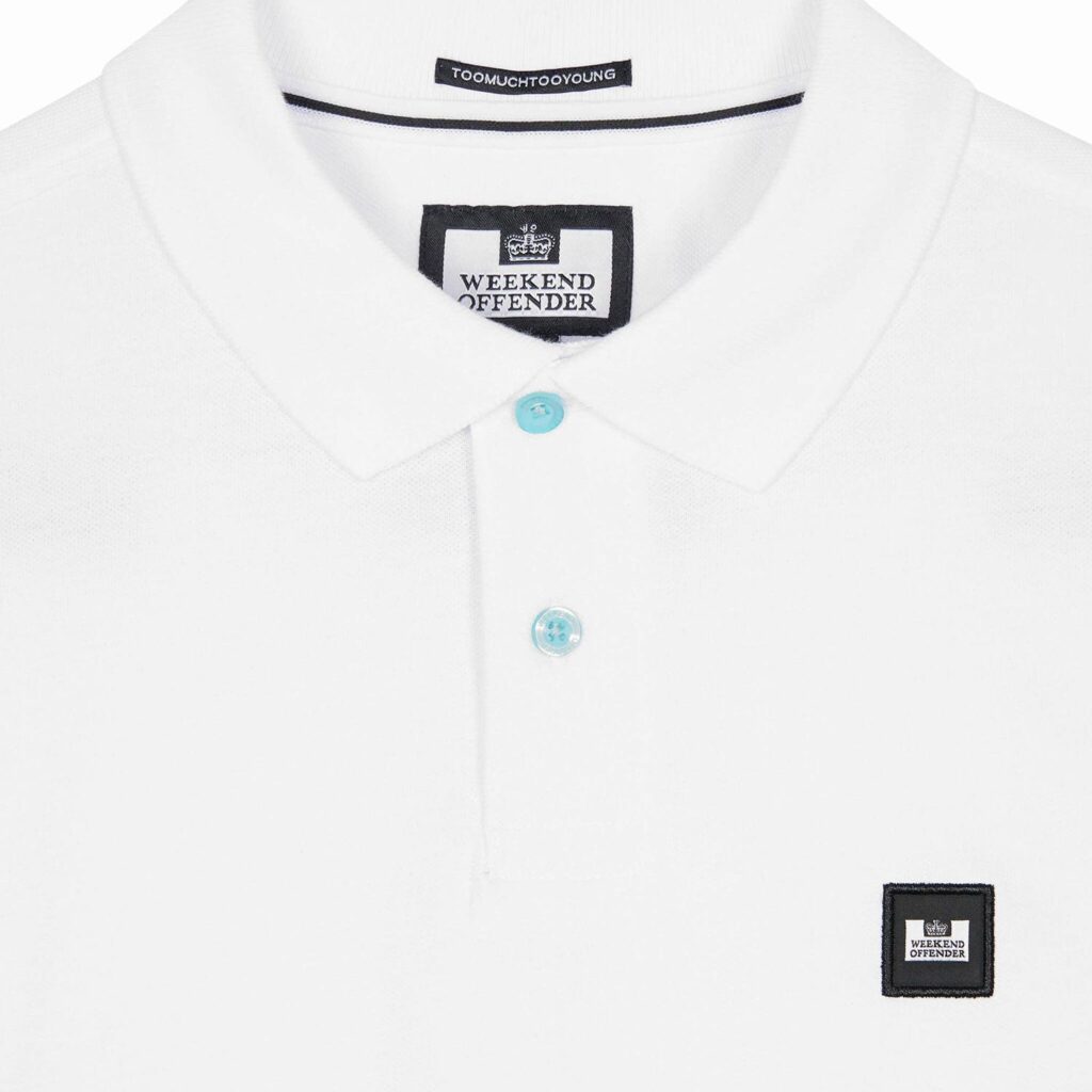 Weekend Offender Caneiros Regular Fit Short Sleeve Polo Shirt - White