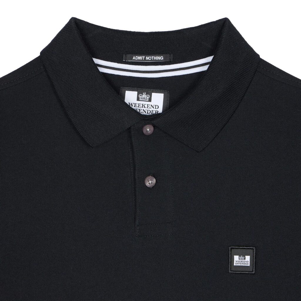 Weekend Offender Caneros Regular Fit Short Sleeve Polo Shirt - Black