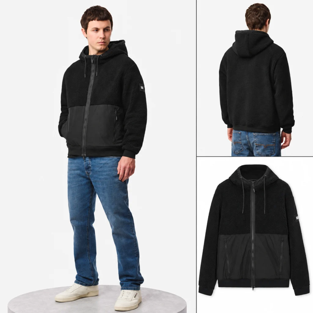 Weekend Offender Debden Zip Through Fleece Hoodie - Black
