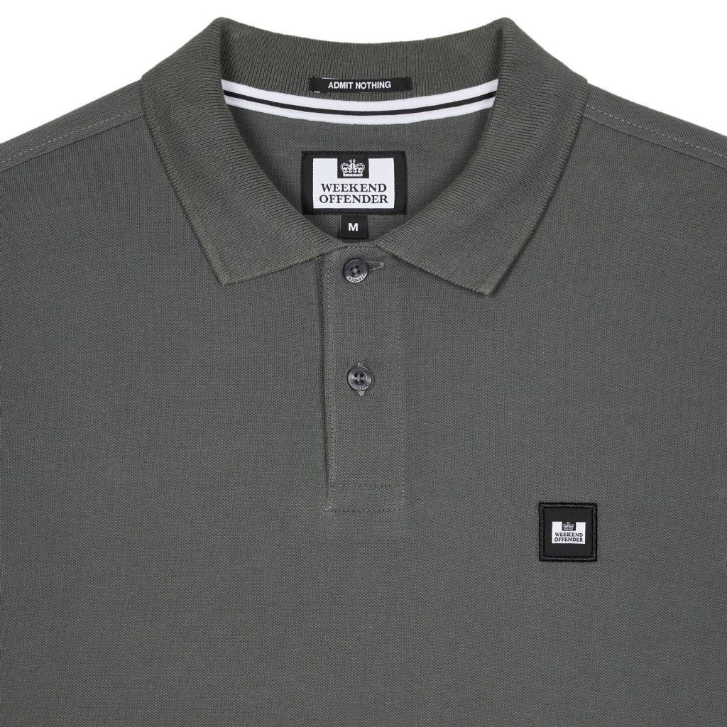 Weekend Offender Dice Long Sleeve Polo Shirt - Zinc