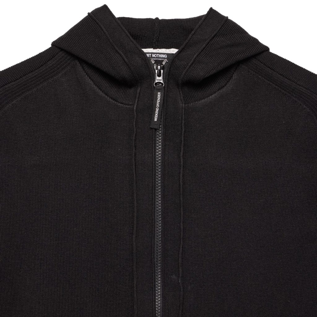 Weekend Offender Enzo Regular Fit Knitted Hooded Sweatshirt - Black
