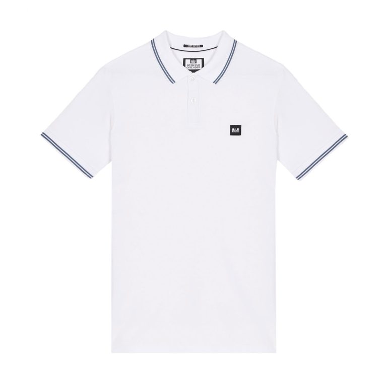 Weekend Offender Farina Polo Shirt - White/Baltic Blue