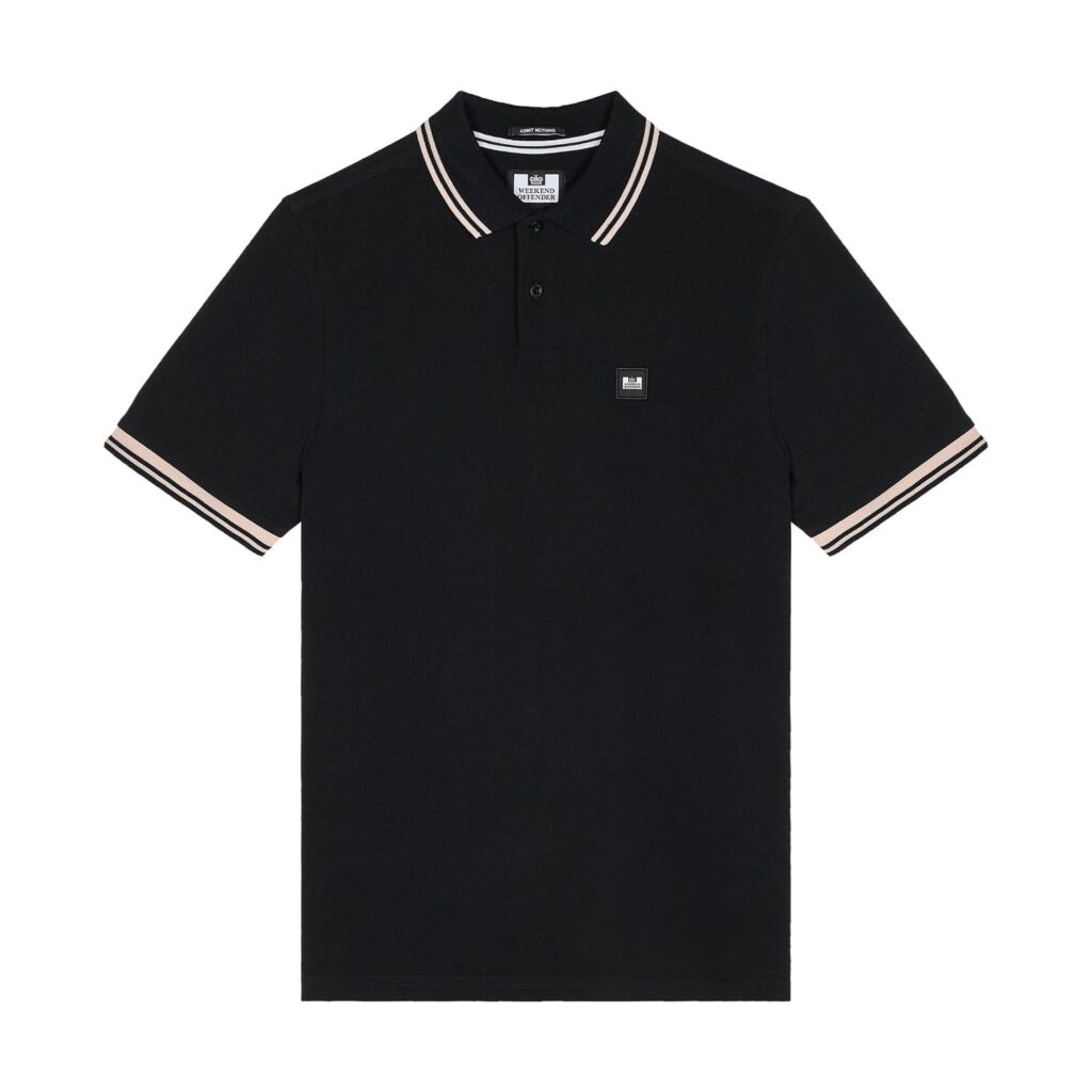 Weekend Offender Levanto Regular Fit Polo Shirt - Black/Alabaster