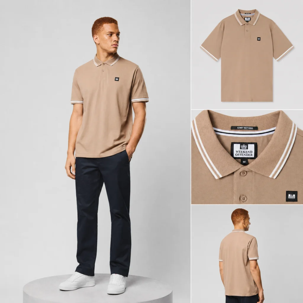 Weekend Offender Levanto With Contrast Tipping Polo - Driftwood / Ghost