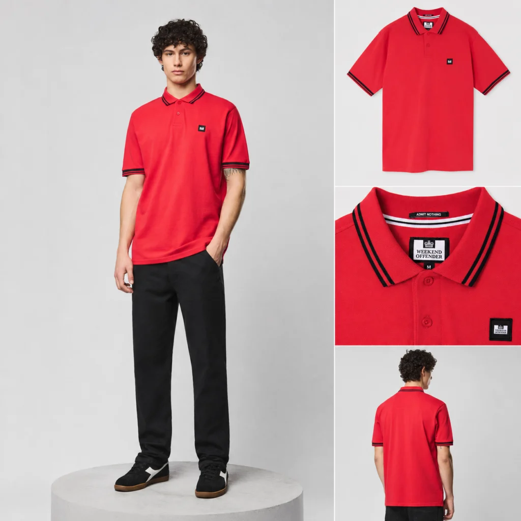 Weekend Offender Levanto With Contrast Tipping Polo - Watermelon / Navy
