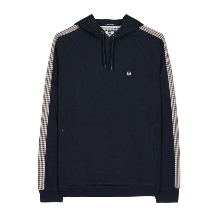Weekend Offender Lo Sung Regular Fit Long Sleeve Hoodie - Navy/House Check