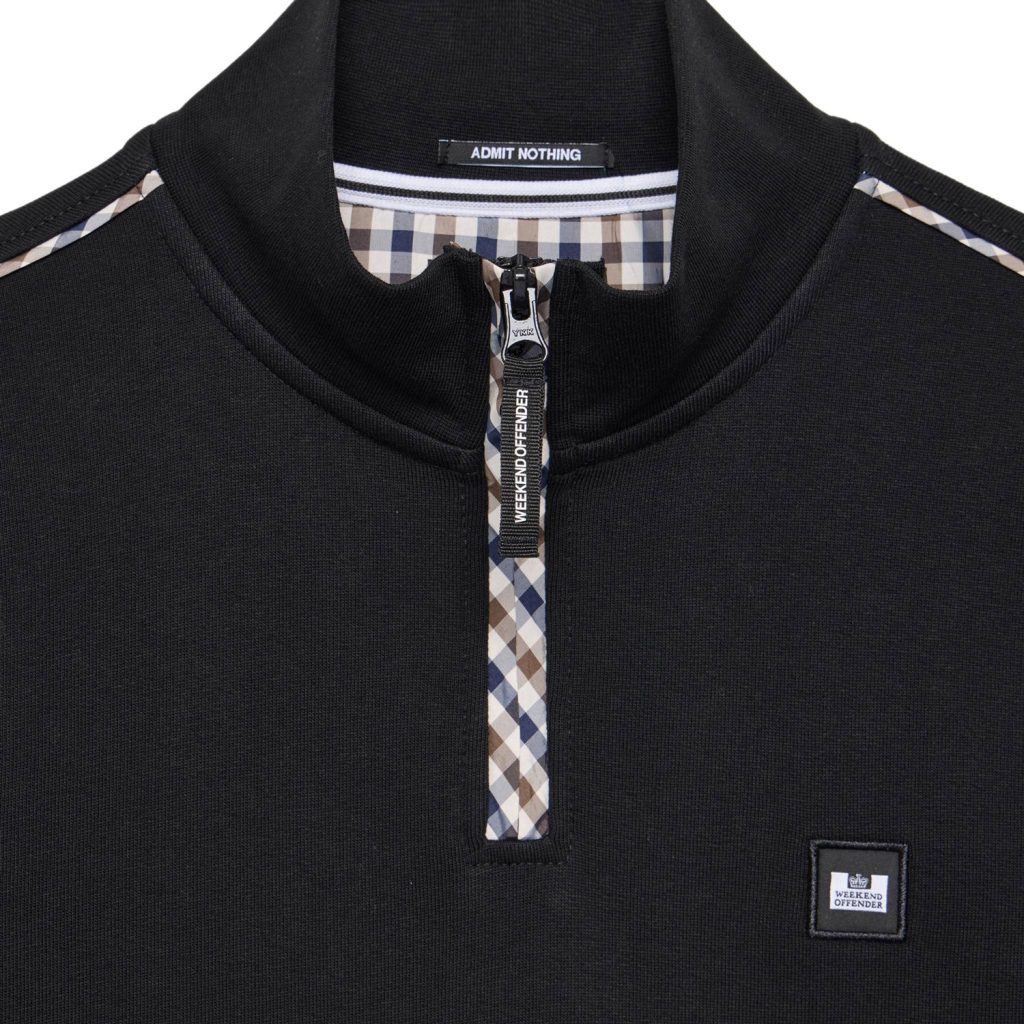 Weekend Offender Matisa Quater Neck Sweatshirt - Black/Mid House Check