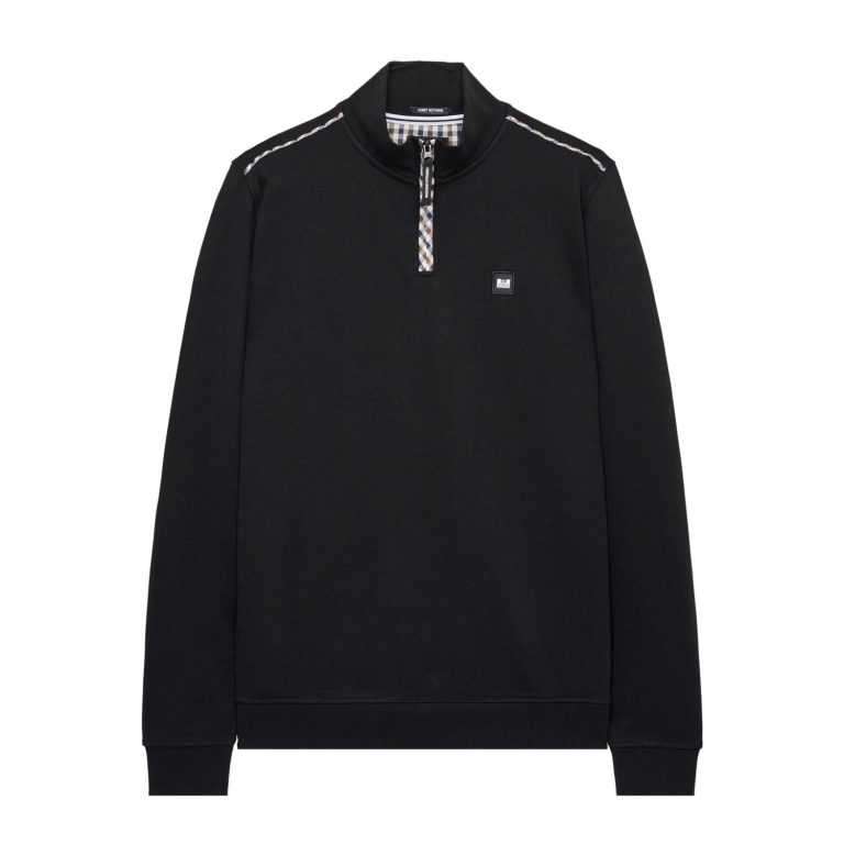 Weekend Offender Matisa Quater Neck Sweatshirt - Black/Mid House Check