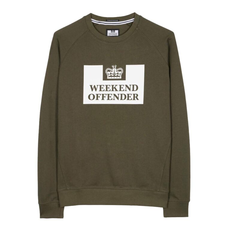 Weekend Offender Penitentiary Classic Regular Fit Long Sleeve Sweatshirt - Dark Green