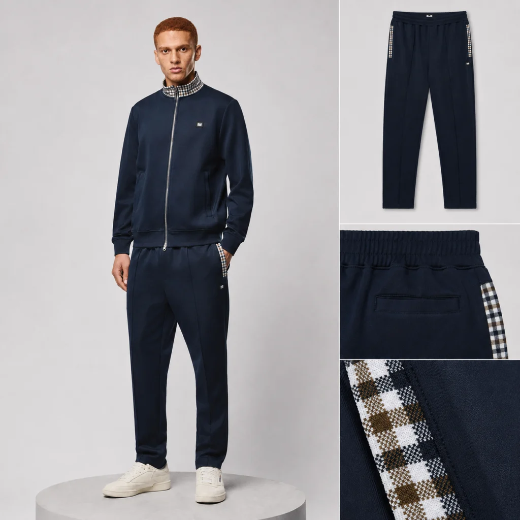 Weekend Offender Plaka Jacquard Rib Track Pant - Navy