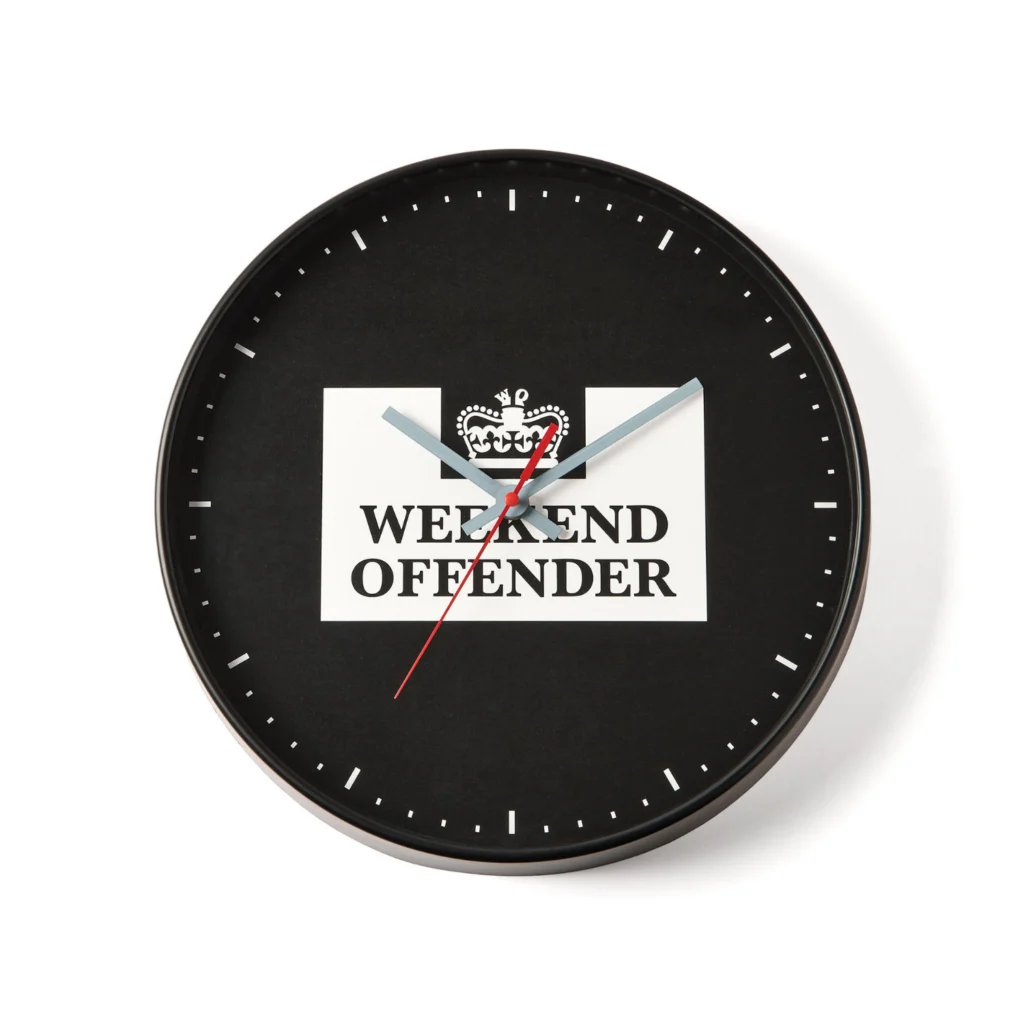 Weekend Offender Prison Wall Clock - Black