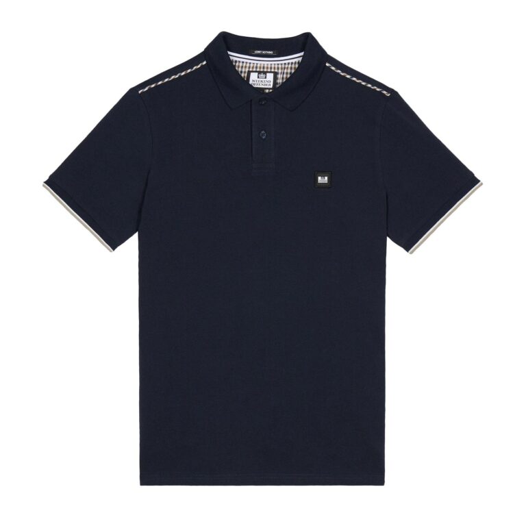 Weekend Offender Sakai Regular Fit Short Sleeve Polo Shirt - Navy/House Check
