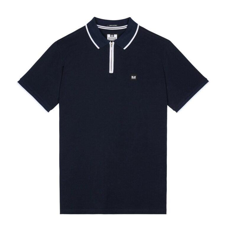 Weekend Offender Shore Regular Fit Short Sleeve Polo Shirt - Navy