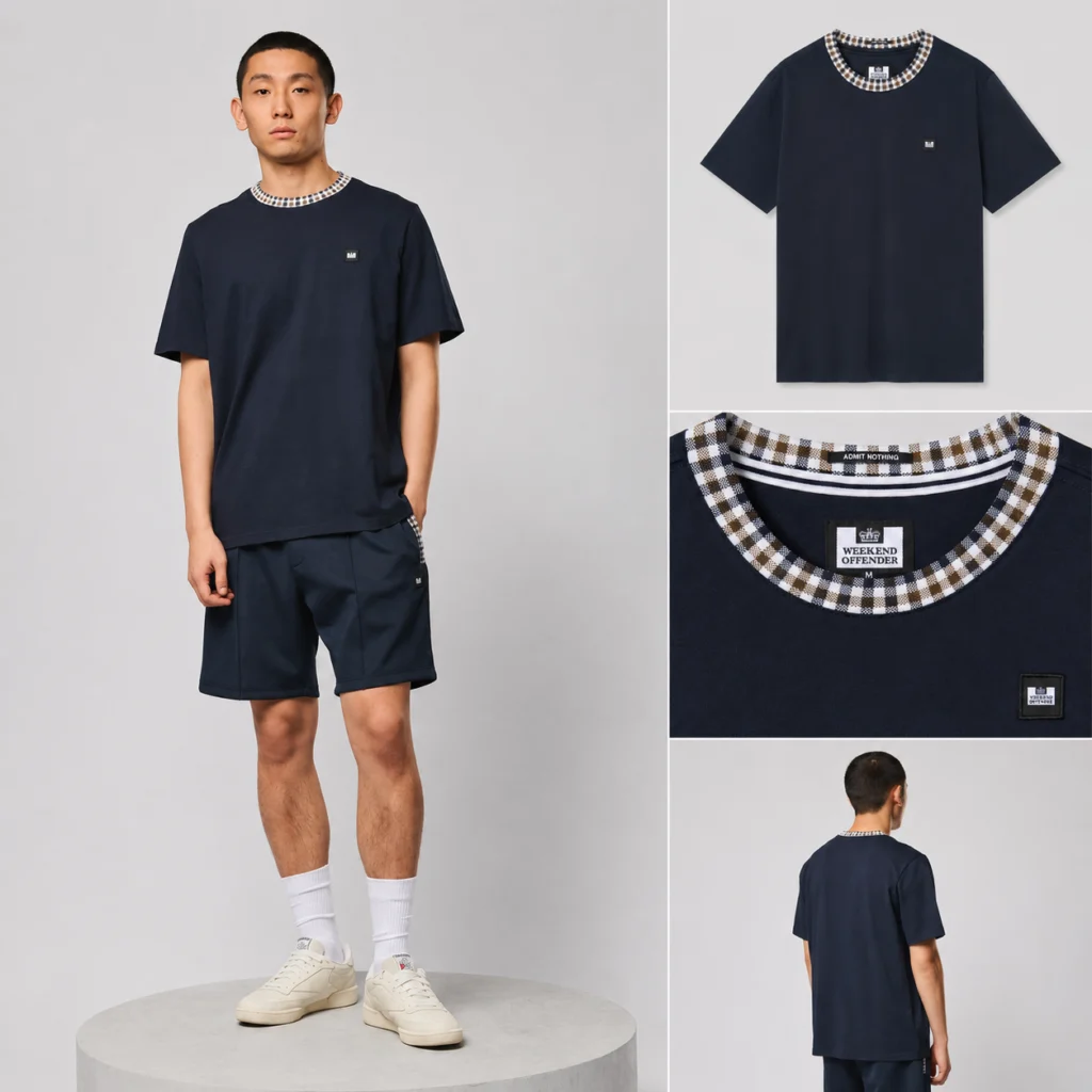 Weekend Offender Sila Jacquard Rib Tee - Navy