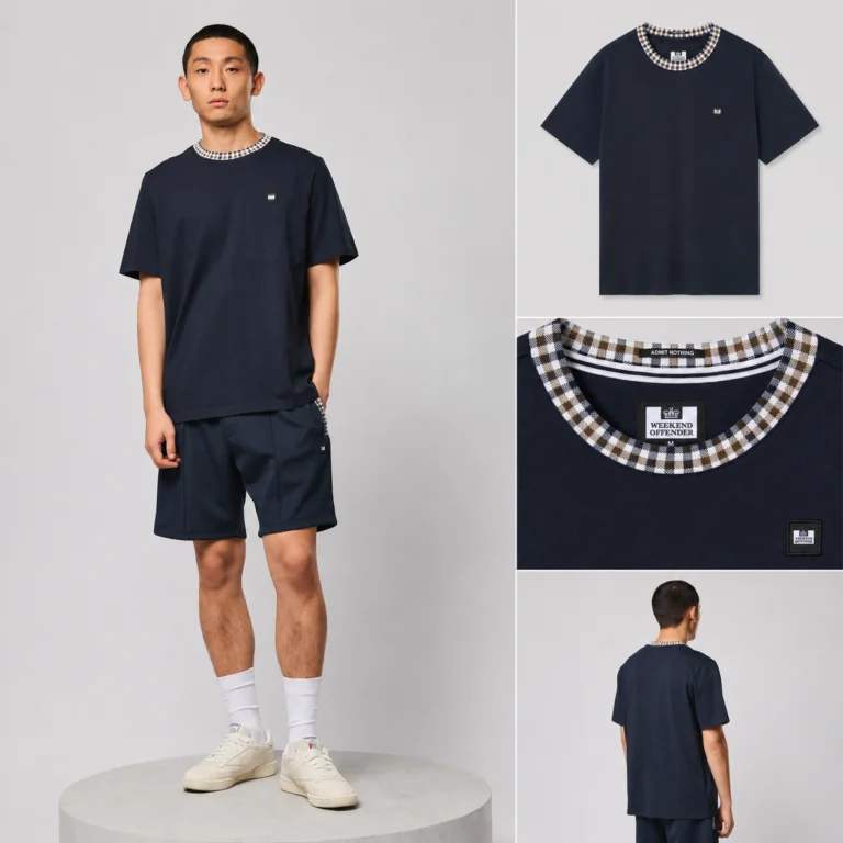 Weekend Offender Sila Jacquard Rib Tee - Navy