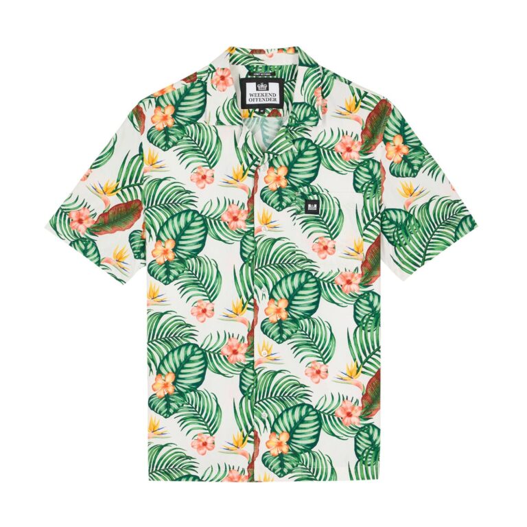 Weekend Offender Lotus Regular Fit Long Sleeve Overshirt - White Lotus
