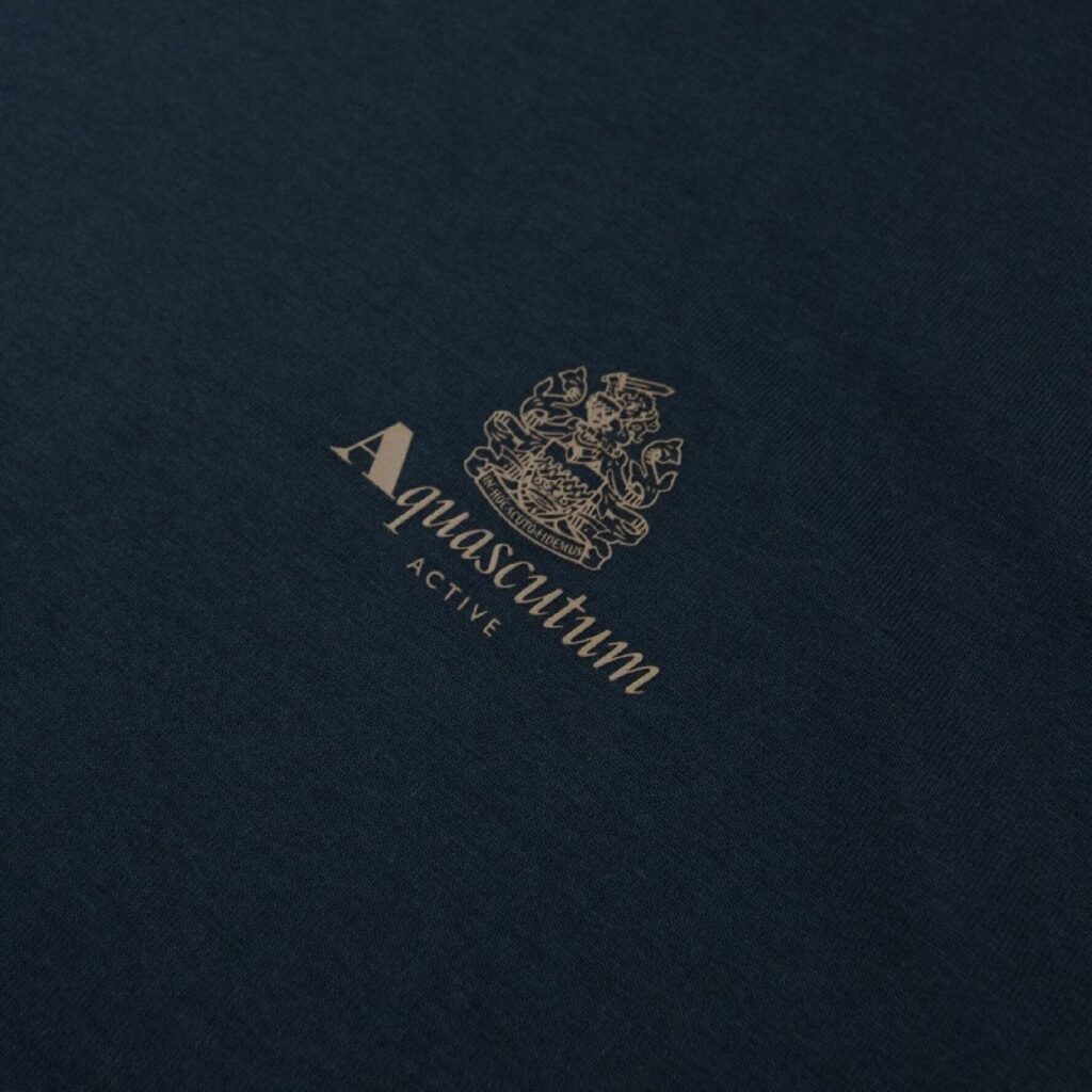 Aquascutum Active Club Check Shoulder Regular Fit Short Sleeve T-Shirt - Navy