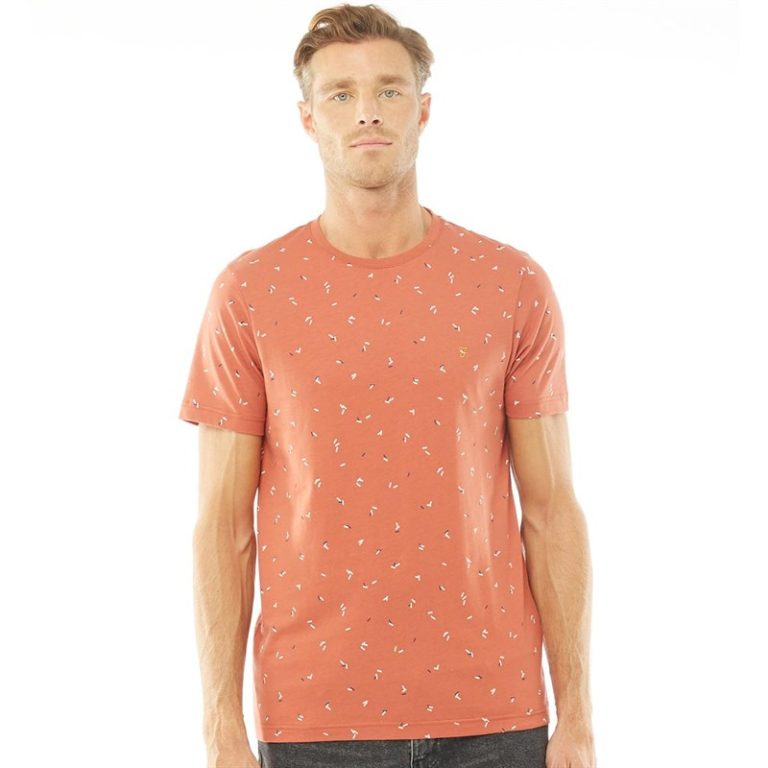 Farah Behrews Print Regular Fit Short Sleeve T-Shirt - Vintage Orange